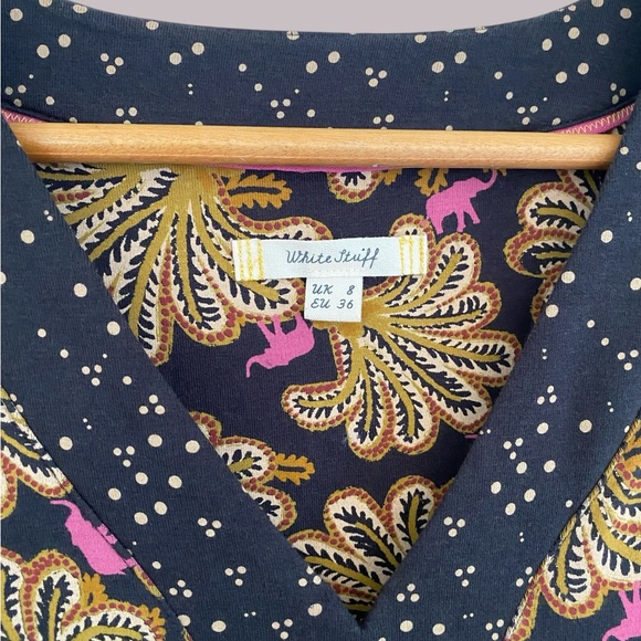 White Stuff Black and Gold Patterned Dress medium - Picture 3 of 7